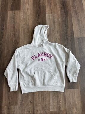 PLAYBOY Light Gray Hoodie with Logo